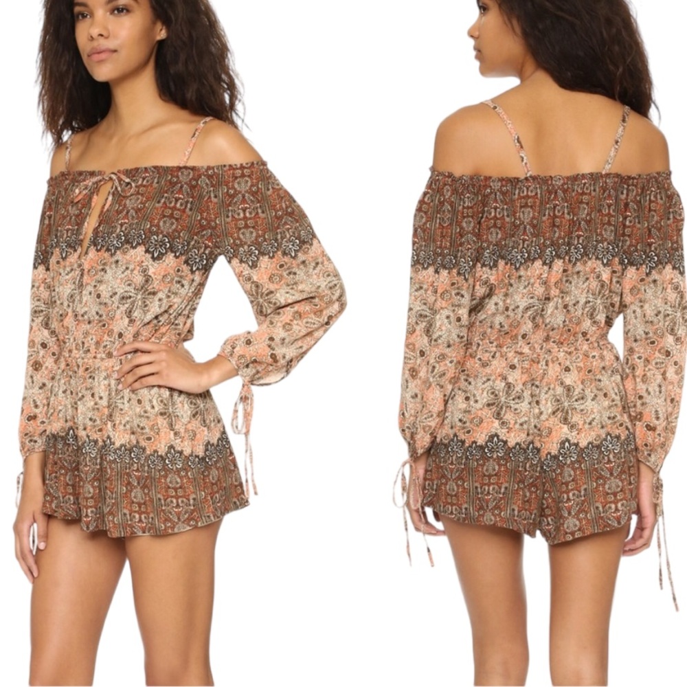 Free People Small So Devine Romper Apricot Brown Neutral O